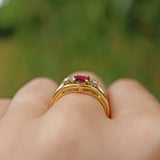 Ellibelle Jewellery VINTAGE RUBY & DIAMOND 18CT GOLD 'EVIL EYE' RING