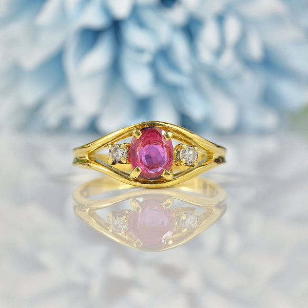 Ellibelle Jewellery VINTAGE RUBY & DIAMOND 18CT GOLD 'EVIL EYE' RING