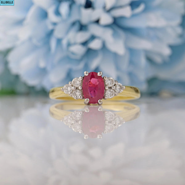 VINTAGE RUBY & DIAMOND 18CT GOLD RING