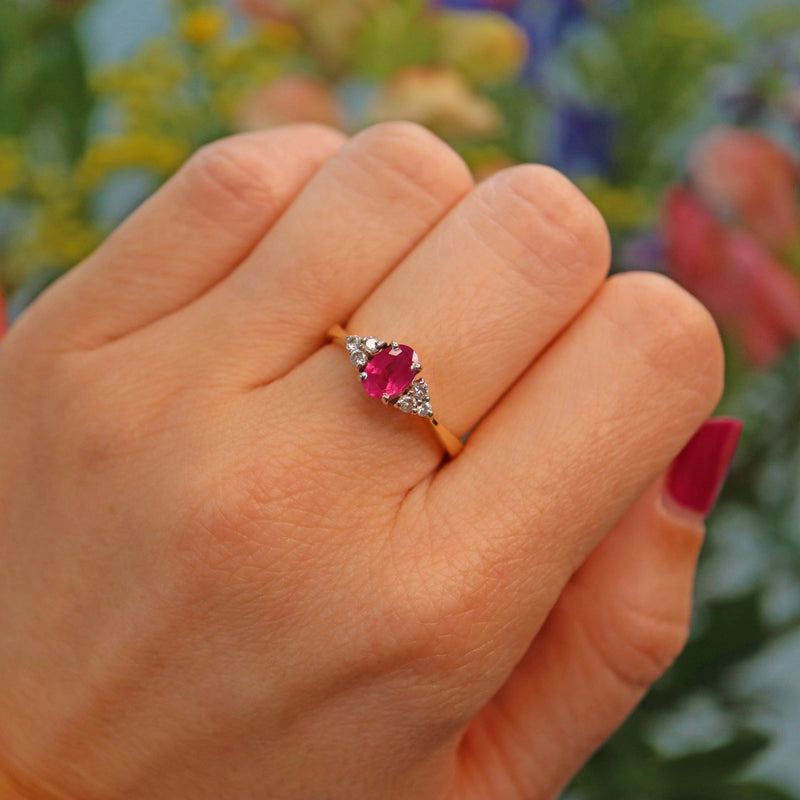 Ellibelle Jewellery Vintage Ruby & Diamond 18ct Gold Ring