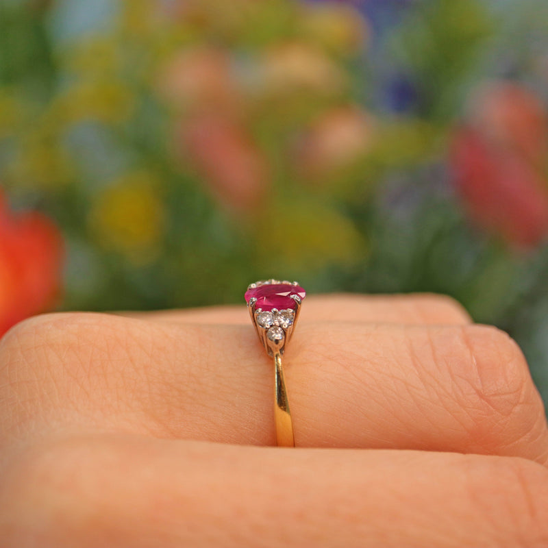Ellibelle Jewellery Vintage Ruby & Diamond 18ct Gold Ring