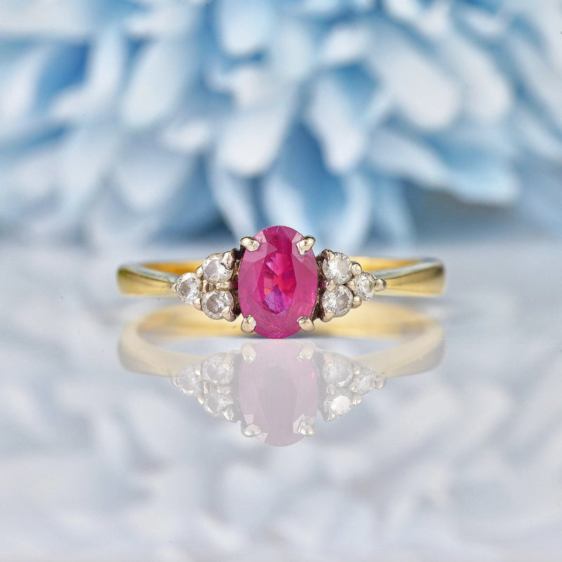 Ellibelle Jewellery Vintage Ruby & Diamond 18ct Gold Ring