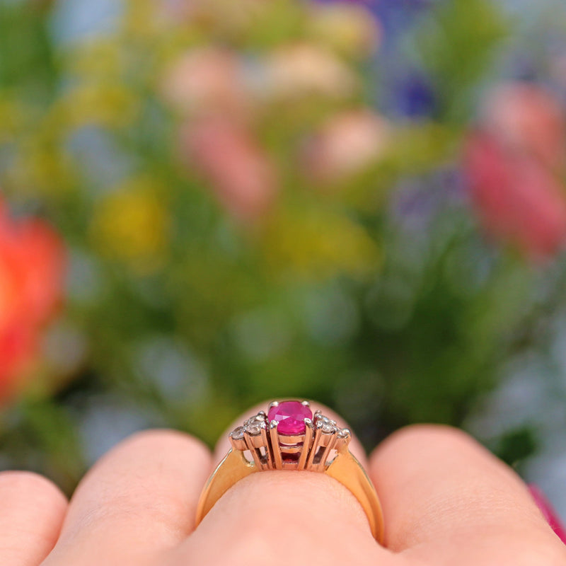 Ellibelle Jewellery Vintage Ruby & Diamond 18ct Gold Ring