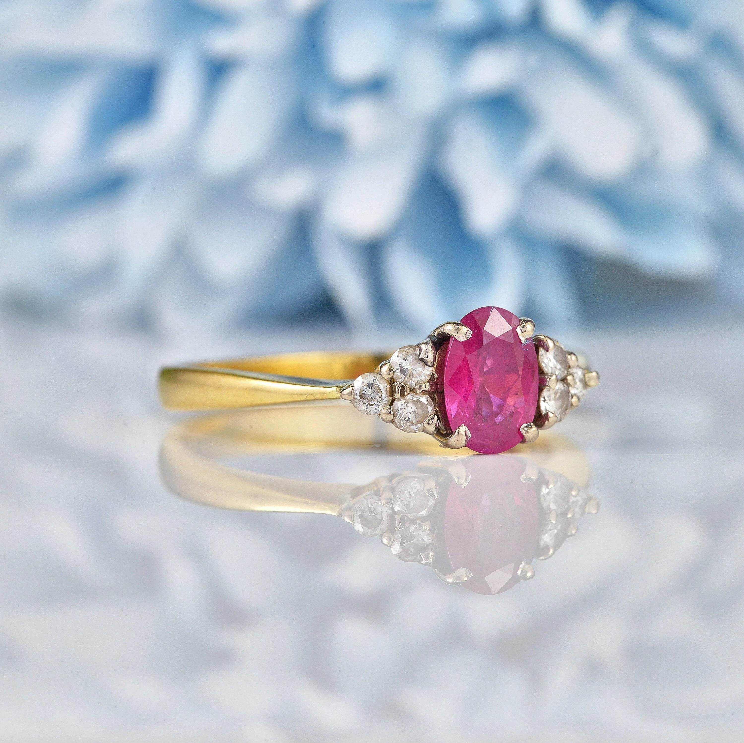 Ellibelle Jewellery Vintage Ruby & Diamond 18ct Gold Ring