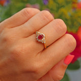 Ellibelle Jewellery Vintage Ruby & Diamond 22ct Gold Cluster Ring