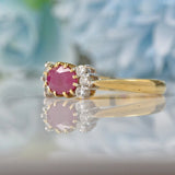 VINTAGE RUBY & DIAMOND 9CT GOLD BOW RING