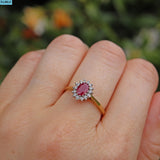 Ellibelle Jewellery VINTAGE RUBY & DIAMOND 9CT GOLD CLUSTER RING
