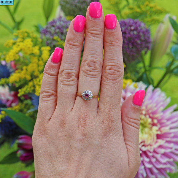 VINTAGE RUBY & DIAMOND 9CT GOLD CLUSTER RING