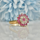 VINTAGE RUBY & DIAMOND 9CT GOLD CLUSTER RING