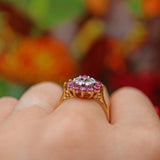 VINTAGE RUBY & DIAMOND 9CT GOLD CLUSTER RING