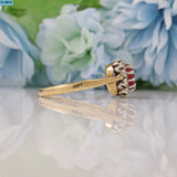 Ellibelle Jewellery VINTAGE RUBY & DIAMOND 9CT GOLD HALO RING