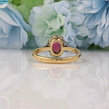 Ellibelle Jewellery VINTAGE RUBY & DIAMOND 9CT GOLD HALO RING