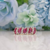 Vintage Ruby & Diamond 9ct Gold Marquise Band Ring