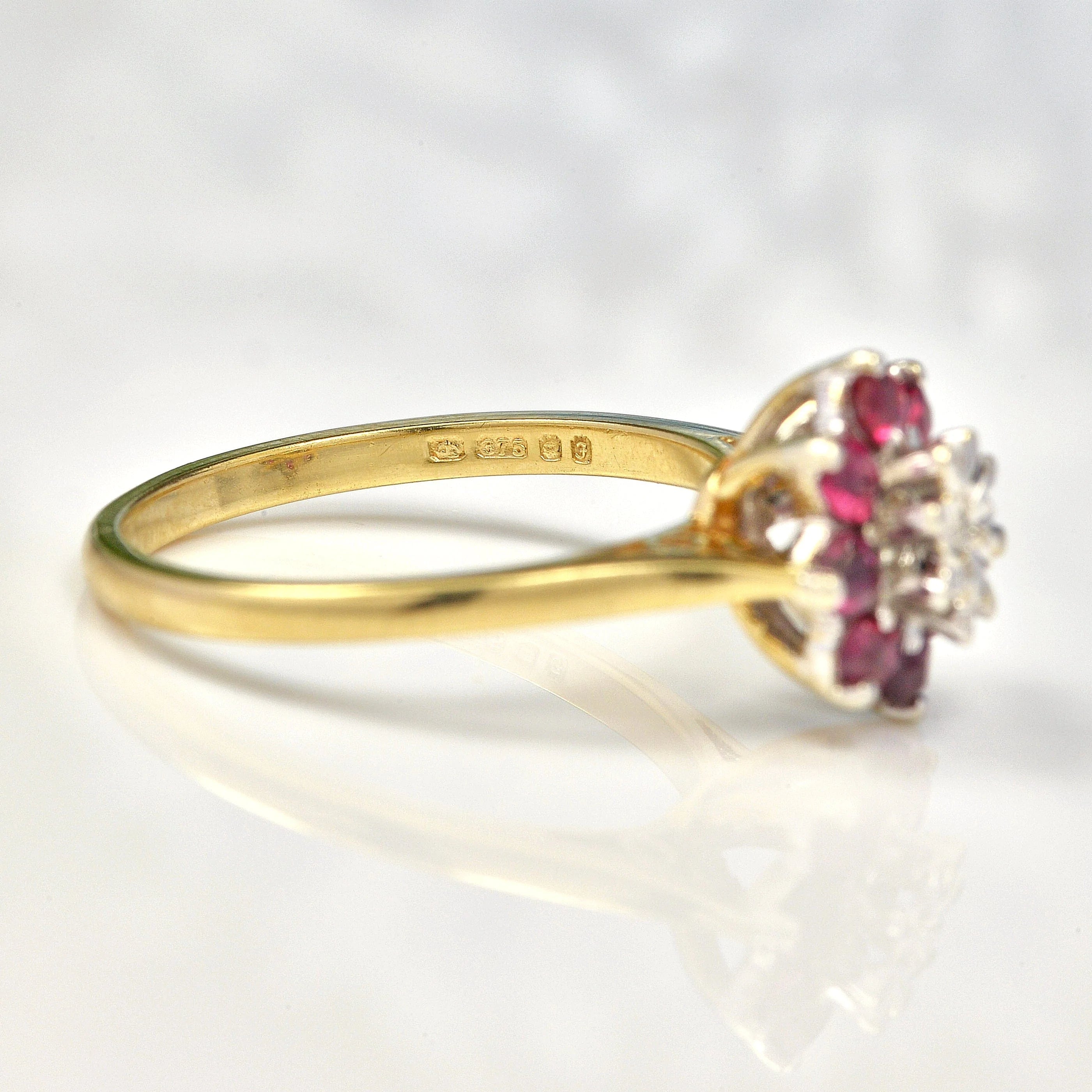Ellibelle Jewellery VINTAGE RUBY & DIAMOND DAISY CLUSTER RING