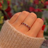 Ellibelle Jewellery VINTAGE RUBY & DIAMOND PLATINUM HALF-ETERNITY RING