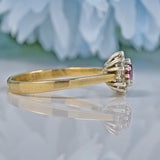 VINTAGE RUBY & DIAMOND TRIPLE CLUSTER RING