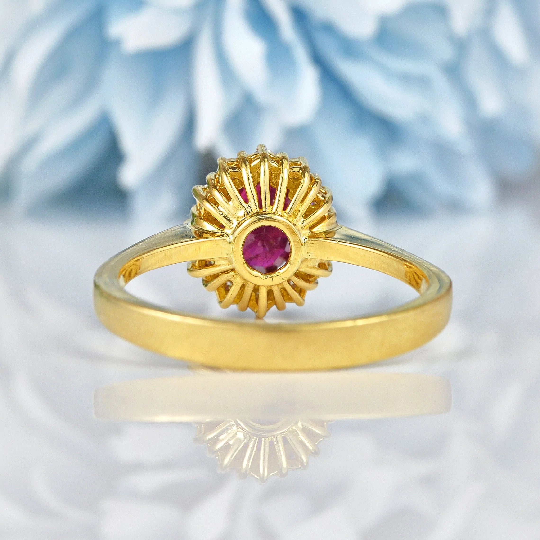 Ellibelle Jewellery Vintage Ruby & Diamond Yellow Gold Cluster Ring