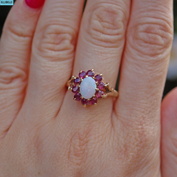 Ruby and opal ring on sale