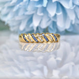 Ellibelle Jewellery VINTAGE SAPPHIRE 9CT GOLD SPIRAL TWIST HALF ETERNITY RING