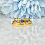Ellibelle Jewellery VINTAGE SAPPHIRE & DIAMOND 14CT GOLD RING