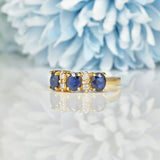 Ellibelle Jewellery VINTAGE SAPPHIRE & DIAMOND 14CT GOLD RING