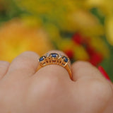 Ellibelle Jewellery VINTAGE SAPPHIRE & DIAMOND 14CT GOLD RING
