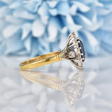 Ellibelle Jewellery Vintage Sapphire & Diamond 18ct Gold and Platinum Cluster Ring