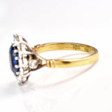Ellibelle Jewellery Vintage Sapphire & Diamond 18ct Gold and Platinum Cluster Ring