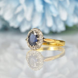 Ellibelle Jewellery VINTAGE SAPPHIRE & DIAMOND 18CT GOLD CLUSTER RING