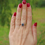 Ellibelle Jewellery VINTAGE SAPPHIRE & DIAMOND 18CT GOLD CLUSTER RING