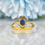Ellibelle Jewellery VINTAGE SAPPHIRE & DIAMOND 18CT GOLD CLUSTER RING