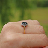 Ellibelle Jewellery VINTAGE SAPPHIRE & DIAMOND 18CT GOLD CLUSTER RING