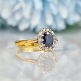 Ellibelle Jewellery VINTAGE SAPPHIRE & DIAMOND 18CT GOLD CLUSTER RING