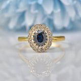 Ellibelle Jewellery VINTAGE SAPPHIRE & DIAMOND 18CT GOLD CLUSTER RING