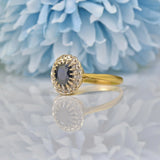 Ellibelle Jewellery VINTAGE SAPPHIRE & DIAMOND 18CT GOLD CLUSTER RING