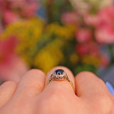 Ellibelle Jewellery Vintage Sapphire & Diamond 18ct Gold Cluster Ring