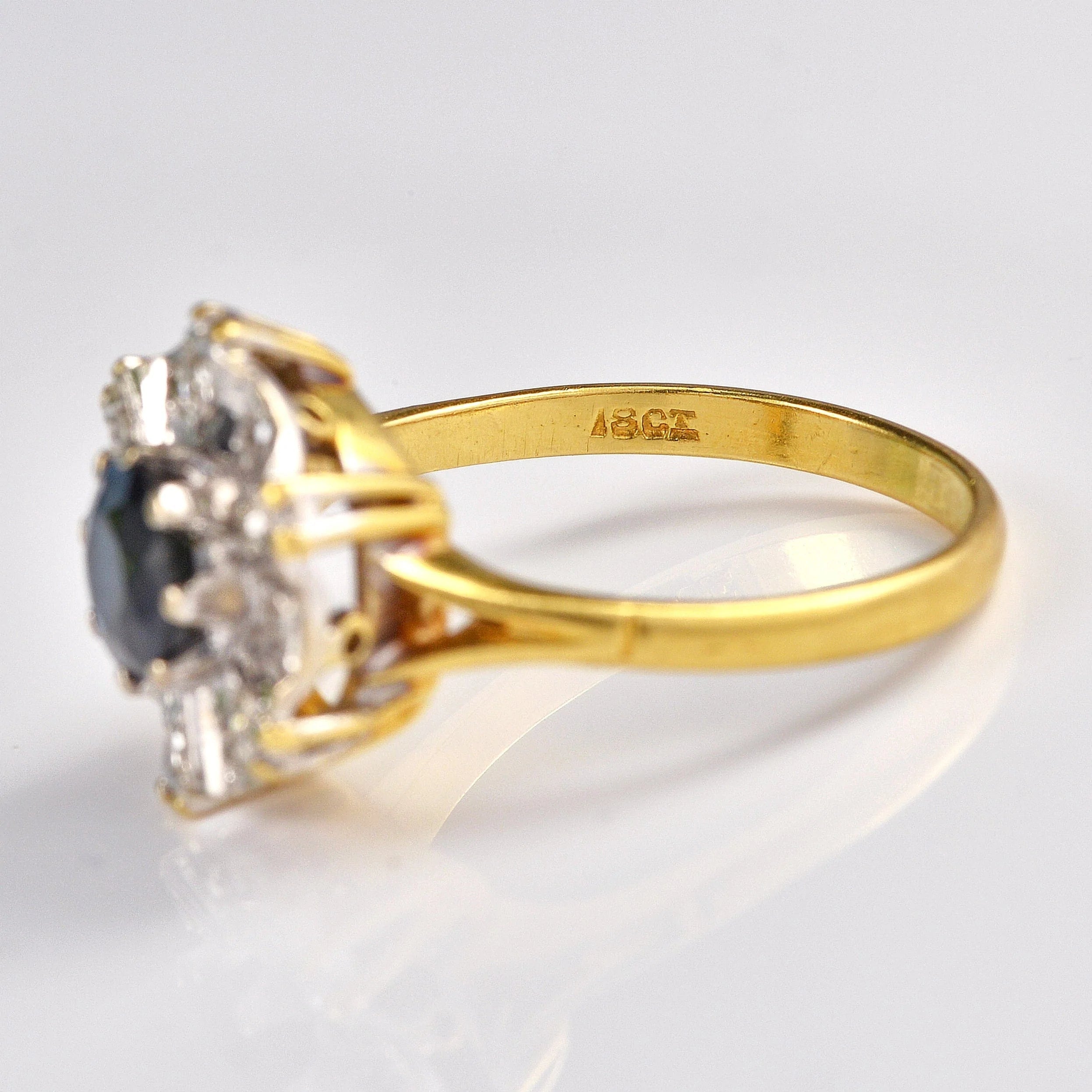 Ellibelle Jewellery Vintage Sapphire & Diamond 18ct Gold Dress Ring