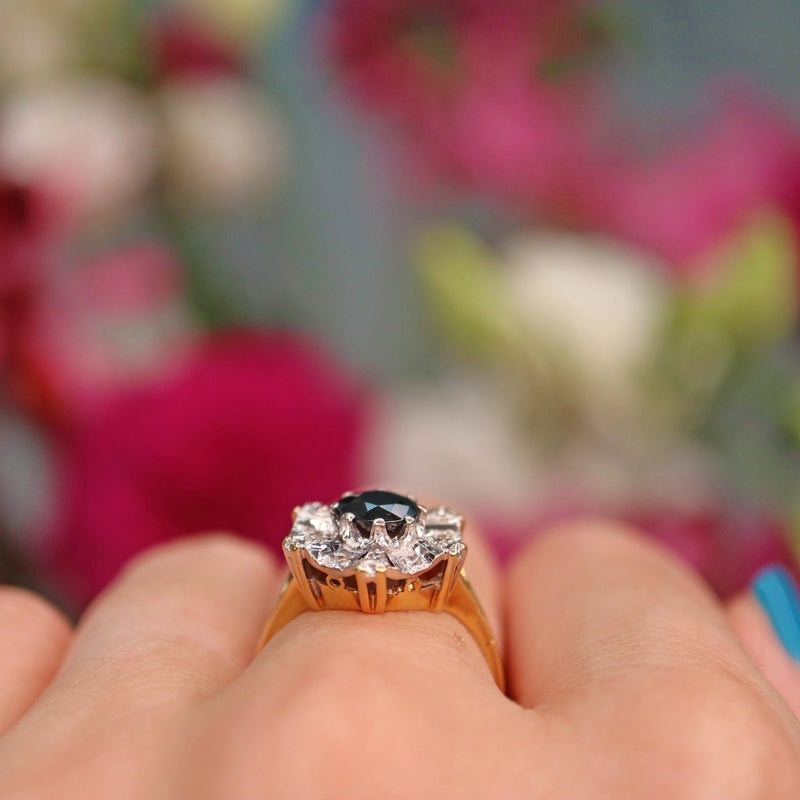 Ellibelle Jewellery Vintage Sapphire & Diamond 18ct Gold Dress Ring