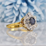 Ellibelle Jewellery Vintage Sapphire & Diamond 18ct Gold Dress Ring