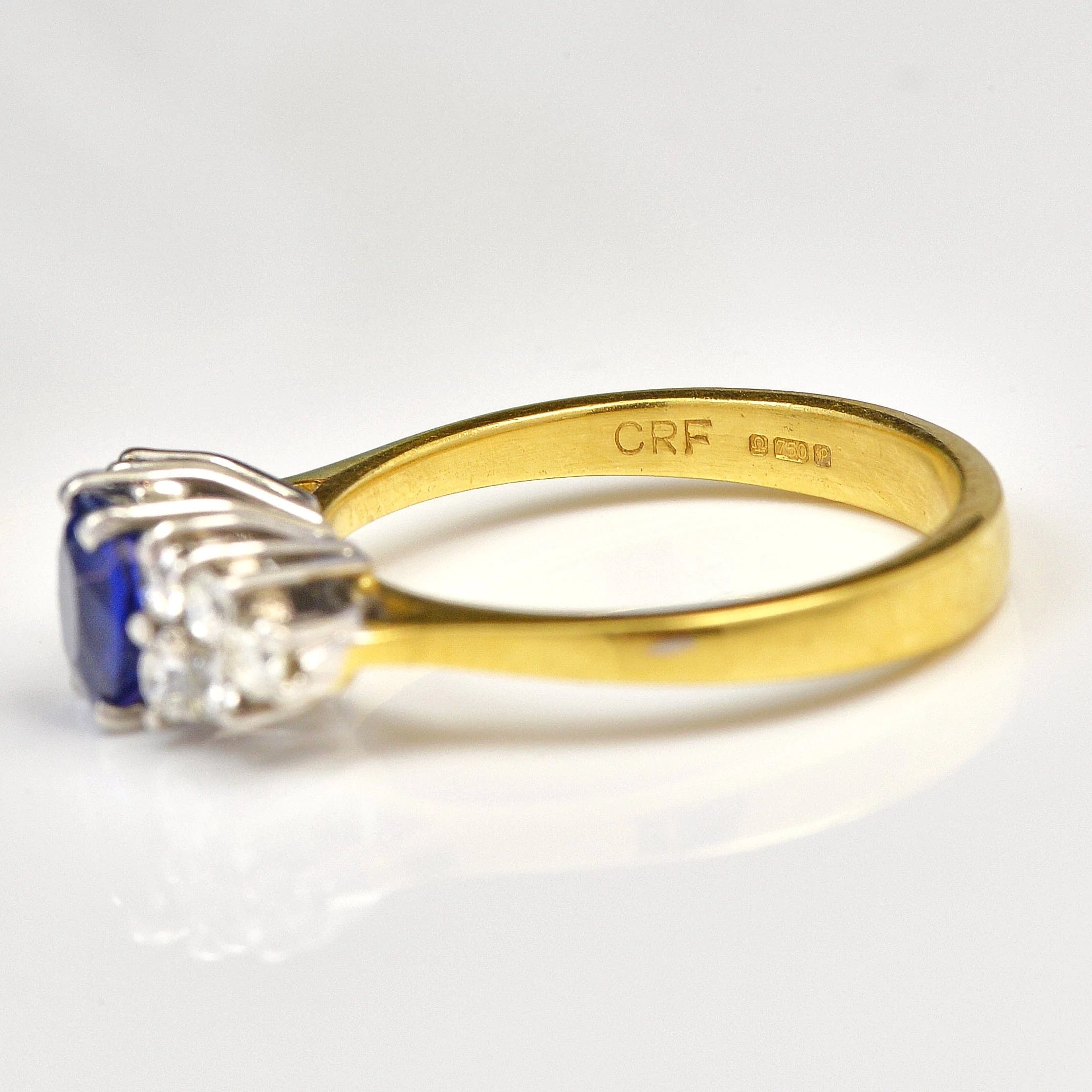Ellibelle Jewellery VINTAGE SAPPHIRE & DIAMOND 18CT GOLD RING