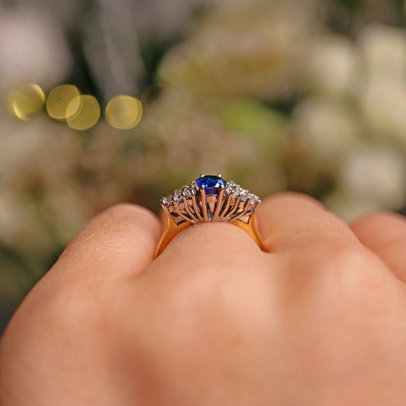 Ellibelle Jewellery VINTAGE SAPPHIRE & DIAMOND 18CT GOLD RING