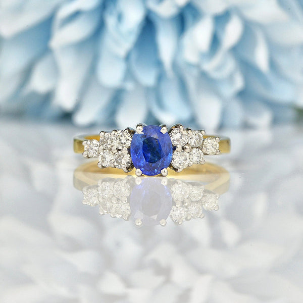 Ellibelle Jewellery VINTAGE SAPPHIRE & DIAMOND 18CT GOLD RING