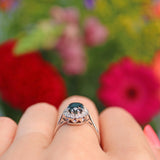 Ellibelle Jewellery Vintage Sapphire & Diamond 18ct White Gold Cluster Ring