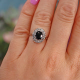 Ellibelle Jewellery Vintage Sapphire & Diamond 18ct White Gold Cluster Ring