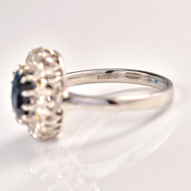 Ellibelle Jewellery Vintage Sapphire & Diamond 18ct White Gold Cluster Ring