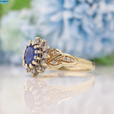 VINTAGE SAPPHIRE & DIAMOND 9CT GOLD CLUSTER RING