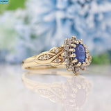 VINTAGE SAPPHIRE & DIAMOND 9CT GOLD CLUSTER RING