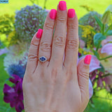 Ellibelle Jewellery VINTAGE SAPPHIRE & DIAMOND 9CT GOLD CLUSTER RING