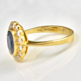 Ellibelle Jewellery VINTAGE SAPPHIRE & DIAMOND BEZEL CLUSTER RING