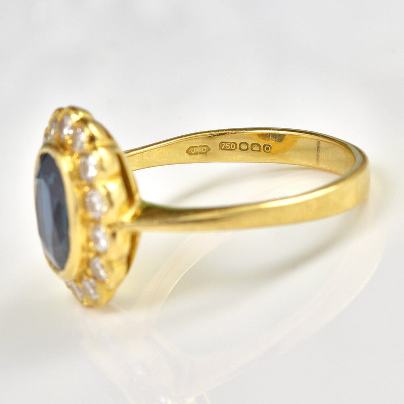 Ellibelle Jewellery VINTAGE SAPPHIRE & DIAMOND BEZEL CLUSTER RING